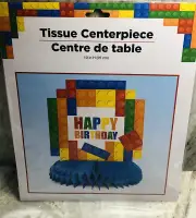 Ship N 24 Hours. New-Tissue Centerpiece Building Lego Set. Happy Birthday. 10 In