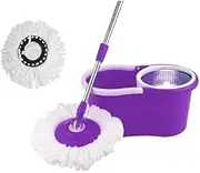 1 Set Spinning Mop Bucket Stainless Steel 360° Easy Clean 2 Spin Heads Wheel Cleaning (Blue)