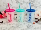 Personalized color change cups with straws and lids for kids | Back to school