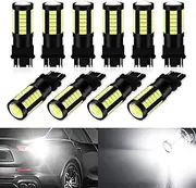 Qoope 3157 LED Bulb White Super Bright 3056 3156 3156A 3057 4057 4157 T25 LED Light Bulbs for Brake Lights, Tail Lights, Backup Reverse Lights, Pack of 10