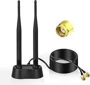 Eightwood WiFi Antenna 2.4 GHz / 5 GHz / 5.8 GHz WLAN Signal Amplifier Anenne Dual Band Magnetic Base with RP-SMA Extension Cable for Wi-Fi Router PCI PCI-E Card PC Motherboard Bluetooth