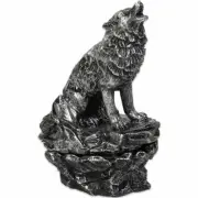 Wolf Howling Wolf Smoking Incense Cone Burner silver tone Dhoop Incense cones