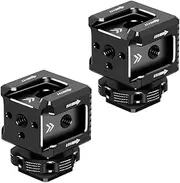 NovelGoal Triple Cold Shoe Mount Adapter with 1/4" Thread, Monitor Hot Shoe Extension Bracket Base, Shoe Mount Holder for Microphone Fill Light Camera Cage Rig (2Pcs)