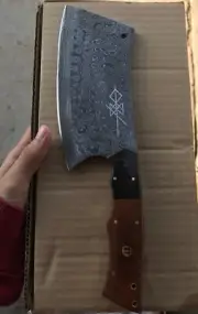 HANDMADE DAMASCUS STEEL CLEAVER KNIFE ,RAIN DROP PATTERN