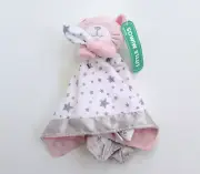 Little Mimos Pink Kitty Lovey Plush Security Blanket Blankie Satin Trim NWT