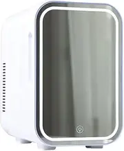 Mini Fridge, Portable Small Refrigerator with LED Light Mirror 8L/8 Can Cooler & Warmer Compact Fridges for SkinCare, Food and Drinks, Bedroom, Dorm, Car, Office