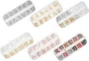 FOMIYES 6 Boxes Colorful Nail Charms Set Decorative Nail Decorations with Unique Shapes Irregular Rivets Shell Pieces and Pearls DIY Manicure Supplies for Creative Nail Art