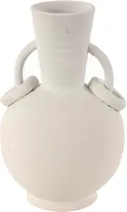 Ceramic Decorative Vase Textured Centerpiece Vase with Ring Handles, Flower Vase