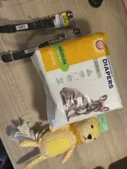New Puppy Bundle: Medium Dog Bundle: Collor, Leash,Toy & Disposable Diapers(3)