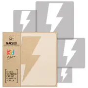 5xReusable PLASTIC Stencils13.4" to 3.5"Nursery KIDS Template THUNDER - LIGHTER
