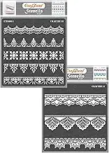 Craftreat Stencil - Ornate Border & Lace Border (2 pcs) | Reusable Painting template for Home Decor, Crafting, DIY Albums, Scrapbook and Printing on Paper, Floor, Wall, Tile, Fabric, Wood 6"X6"