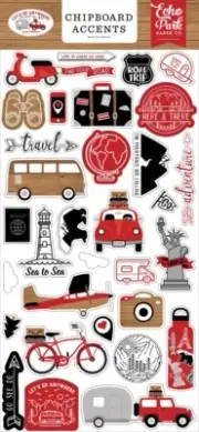 Echo Park LET's GO ANYWHERE 6"x13" Chipboard Accents Travel