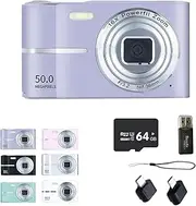 AuraCam - 2000's Aesthetic Digital Camera, 50MP Camera, Anti-Shake FHD 1080P Portable Small Cameras, 2.4 Inch LCD Screen, 16x Digital Zoom for Beginner (Purple)
