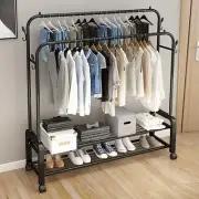 Clothes Rail, Heavy Duty Freestanding Hanger Metal Clothes Rack, Double-Rail Ga
