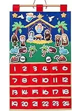 Timoo Nativity Advent Calendar 2022 Fabric Christmas Countdown Calendar for Kids Wall Christmas Advent Calendar with Pockets and 24 Unique Stuffed Figures