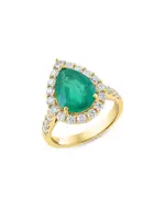 Bloomingdale's Fine Collection Emerald & Diamond Pear Shaped Halo Ring in 18K Yellow Gold