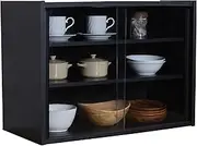 Fuji Boeki 99699 Cupboard, Kitchen Storage, Width 23.6 x Depth 11.4 x Height 17.3 inches (60 x 29 x 44 cm), Black Glass Door, Movable Shelf, Assembly