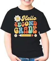 [SDVN] Hello Second Grade Back to School 2nd Grade Unisex Kids Shirt Gift Boy Girl Youth T-Shirt (Black;M)