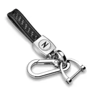 for Nissan 350Z Z in White Real Carbon Fiber Loop-Strap Chrome Hook Key Chain