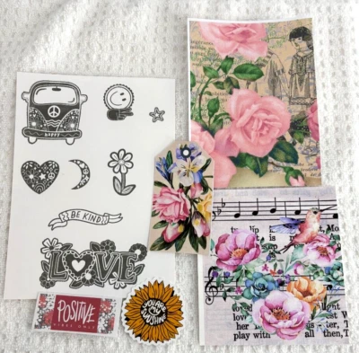 Groovy Floral Bundle Supplies Collage Kit Junk Journal Scrapbook Card Making