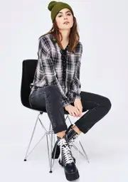 Useless Information Plaid Top