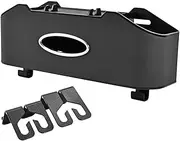 Sawanork Car Back Seat Organizer with 2 Drink Cup Holder, Vehicle Leather Multifunctional Storage Box Tissue Box and Storage Box Hook for Backseat, Black