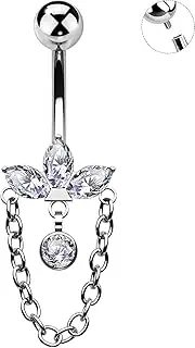 [OUFER Body Piercing] Internally Navel Bars Titanium Belly Button Bars Piercing 14G Navel Piercing Jewellery Dangle Belly Button Rings