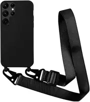 [Yichxu] Mobile Phone Lanyard Case for Samsung Galaxy S24 Ultra 5G with Strap, Silicone Mobile Phone Case with Cord Lanyard, Protective Case with Chain, Shockproof Nylon Shoulder Strap, Necklace Case