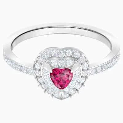 Swarovski Jewelry ONE RING Heart, Red, Rhodium Plated (55/7/Medium) -5446300 New