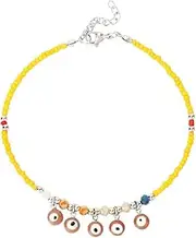 [Piaoliu] Boho beaded anklet Summer Beach anklet Boshibo Anklet turquoise anklet bracelet jewelry (yellow)