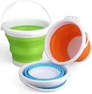 3L Collapsible Bucket, Foldable Pails 3 Packs, Space Saving Portable Buckets, 3 Litre Multi-Use Household,Beach,Sandbox, Pool, Cleaning, Camping Buckets