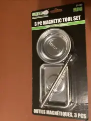Grip Mini 3 Piece Magnetic Stainless Steel Tray Set W/ Magnetic Pickup Tool