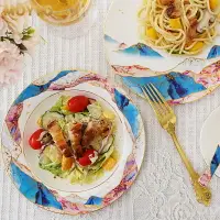 在飛比找樂天市場購物網優惠-高檔家用新中式骨瓷現代輕奢餐具碗盤子菜盤西餐盤套裝陶瓷飯碗
