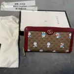 義大利製二手GUCCΙ-DORAEMON 聯名款 647787 經典老花 帆布拼皮 烏木色錢包 男女同款錢包 錢夾