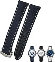 [BKUANE] 19mm 20mm 21mm High Density Nylon Canvas Curved End Watchband Fit for Omega Seamaster 300 AT150 Speedmaster Longines Watch Strap