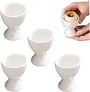 Egg Cups, 4PCS Ceramic Egg Cups for Soft Boiled Eggs, Non Slip Poached, Easy to Clean Holder for Breakfast Cooking-