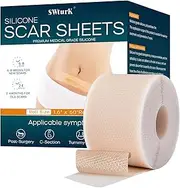 SWturk Silicone Scar Sheets,Silicone Scar Tape for Removal Treatment,Reusable Medical Grade Scar Tape for Surgical Scars,C-Section,Scar Removal Away(1.6" x 60" Roll - 1.5M) Keloid Bump Removal