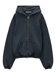 [Alexander Wang] Alexander Wang-Felpa In Cotone Con Zip E Stampa Logo Sul Retro-Donna XS