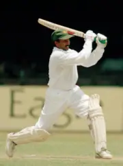 Salim Malik batting for Pakistan during the 1st Test match ag- Old Cricket Photo