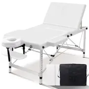 1x ALFORDSON Massage Table Portable 3 Fold Lift Up 65cm (White)