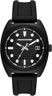 [Skechers] Men's Hanover Three-Hand Date Black Silicone Watch, Black