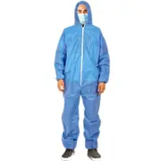 Blue Disposable Protective Overalls - Isolation Clothing - Exposure Hazmat Suit Coveralls