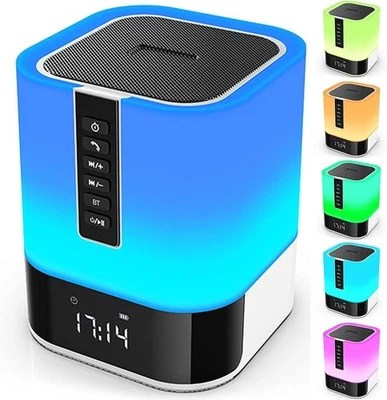 Night Light Bluetooth Speaker, 5 in 1 Touch Control Bedside Lamp Dimmable Mul...