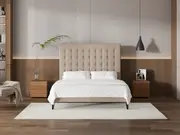 My Style Buttoned Headboard & Slimline Base - Queen / Natural / Slimline Base