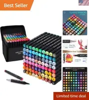 Waterproof 80-Color Alcohol Markers with Color-Coded Caps for Easy Use