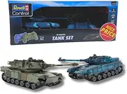 Revell Control Battlefield Tanks, Remote Controlled Tanks in Duel, Infrared Cannon for Hit Simulation, with Motor and Shot Sound, Detailed Design in Scale 1:52, from 8 Years