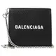 BALENCIAGA 巴黎世家 512681 牛皮對開零錢短夾.黑/螢光黃-附金屬掛鍊