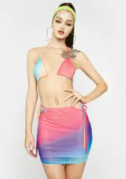 Touch The Sunlight Mesh Skirt Set