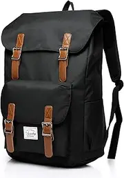 Laptop Backpack for Men Women,Vaschy Vintage Large Casual School Daypack Lightweight Camping Rucksack Travel Backpack Bookbag with15.6in Laptop Sleeve Black