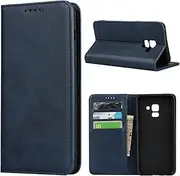 Cavor for Samsung Galaxy A8 2018 Case Cowhide Pattern PU Leather Cases Flip Magnetic Kickstand Book Wallet Cover Phone Case with Card Slots(5.6") -Navy Blue